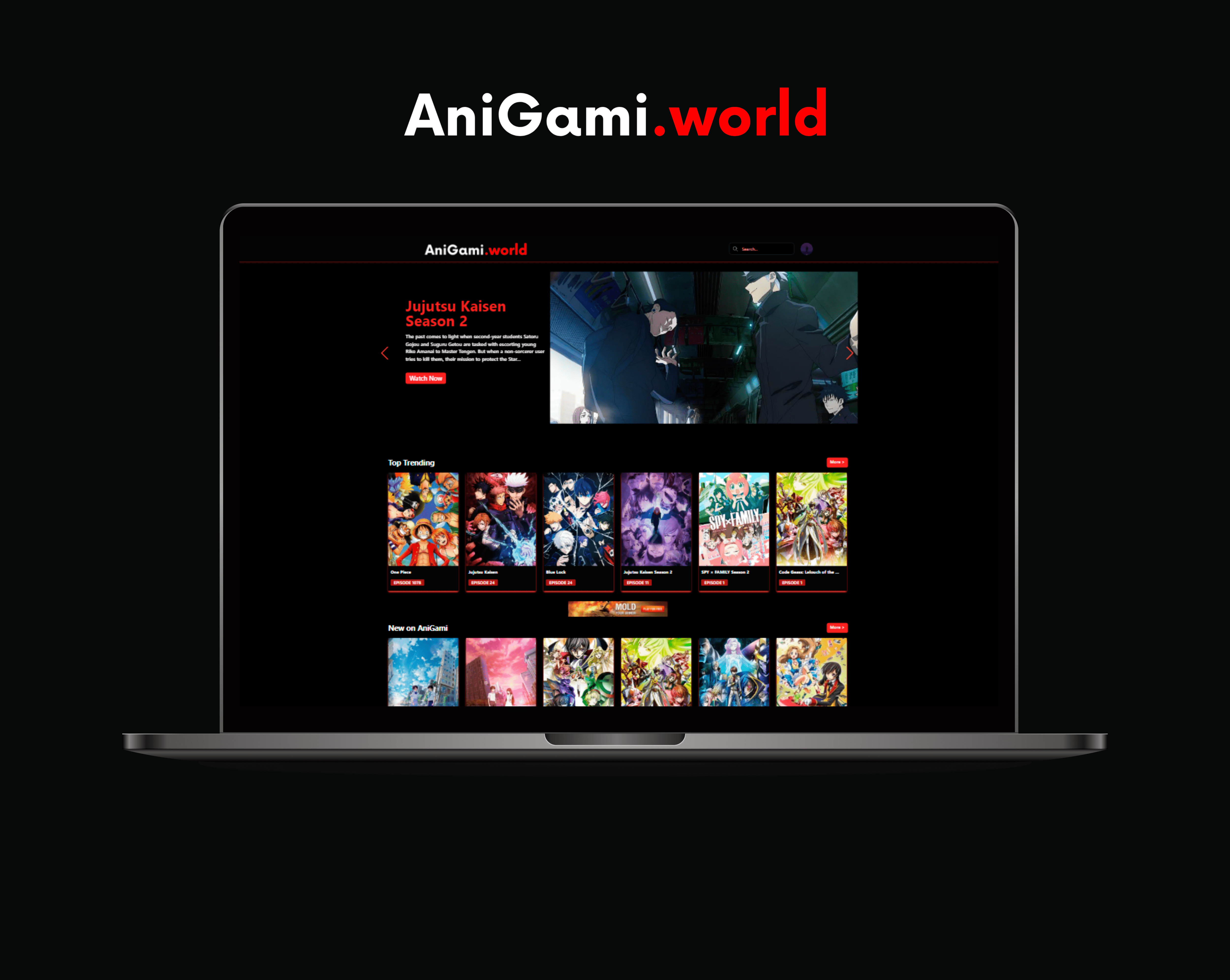 An image of the AniGami: Anime Website project.